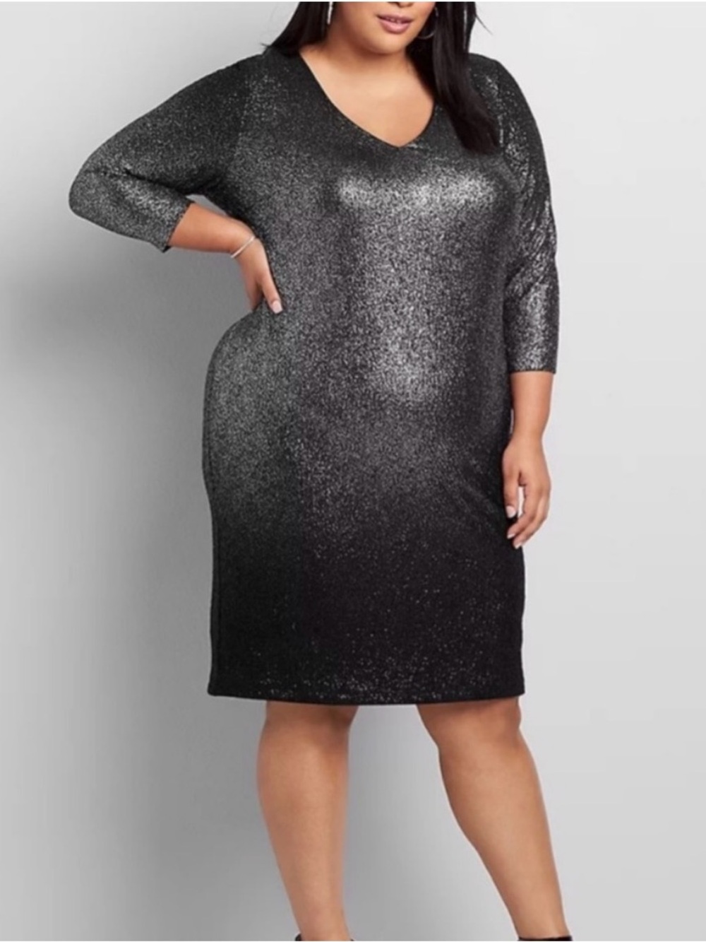 LANE BRYANT Ombré Metallic Foil Shift Party Dress